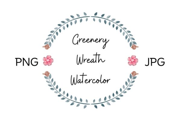Greenery Wreath Frame Watercolor