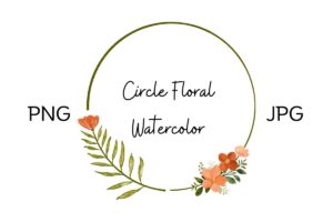 Circle Floral Frame Watercolor
