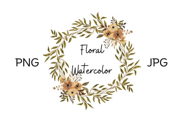 Floral Green Wreath Watercolor Frame