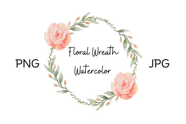 Floral Wreath Watercolor Frame