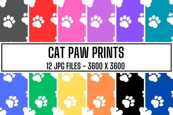 Cat Paw Prints Digital Paper