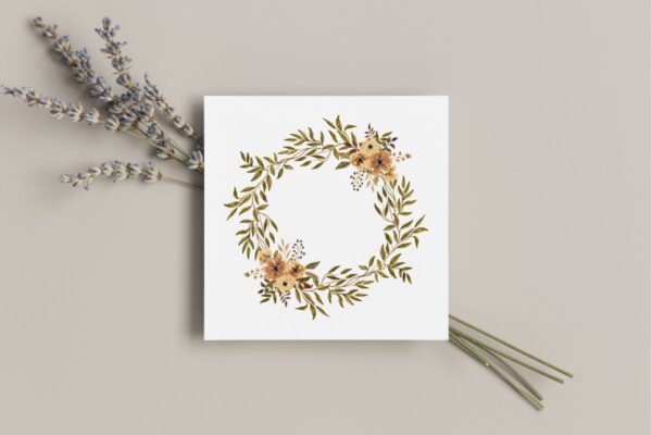 Floral Green Wreath Watercolor Frame