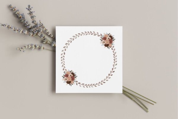 Floral Wreath Circle Frame