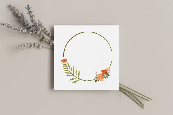 Circle Floral Frame Watercolor