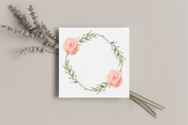 Floral Wreath Watercolor Frame