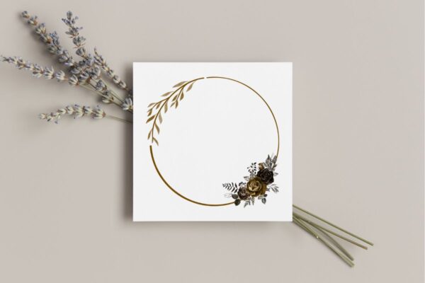 Gold Leaves Wreath Watercolor Frame