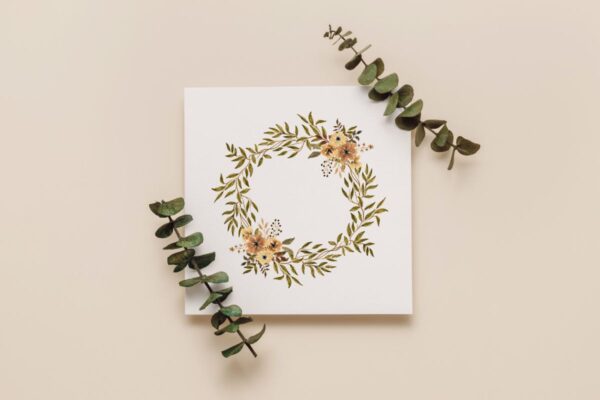 Floral Green Wreath Watercolor Frame