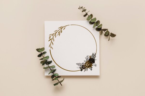 Gold Leaves Wreath Watercolor Frame