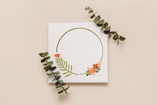 Circle Floral Frame Watercolor