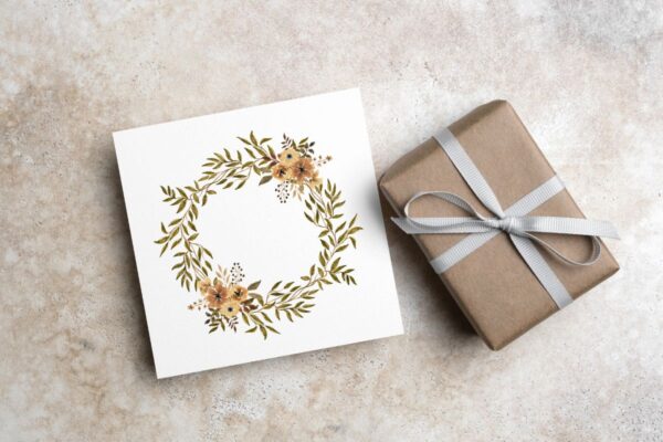 Floral Green Wreath Watercolor Frame