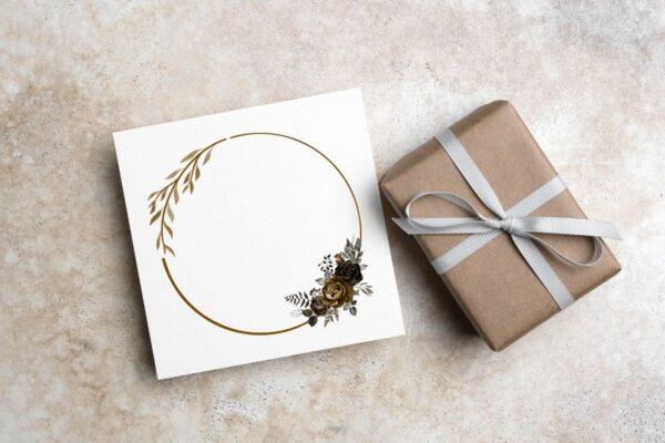 Gold Leaves Wreath Watercolor Frame