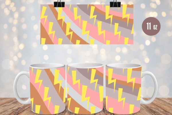 Lightning Bolt Groovy Retro Tumbler & Mug Wraps