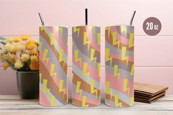 Lightning Bolt Groovy Retro Tumbler & Mug Wraps
