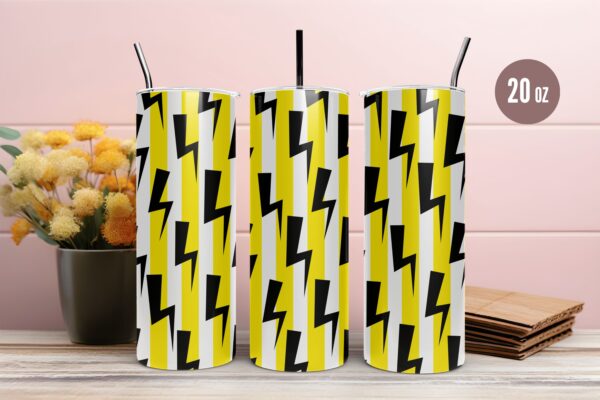 Lightning Bolt Yellow Stripe Tumbler & Mug Wraps