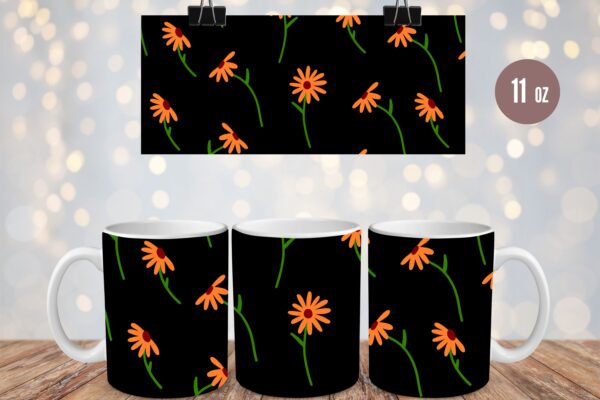 Orange Daisy Flower Tumbler & Mug Wraps