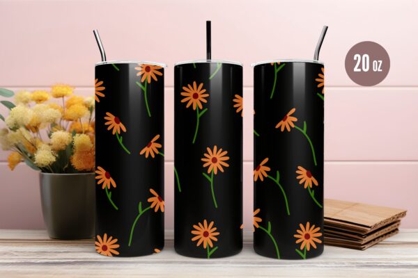 Orange Daisy Flower Tumbler & Mug Wraps