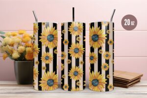 Sunflower Stripe Tumbler & Mug Wraps