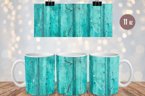 Turqouise Wooden Tumbler & Mug Wraps