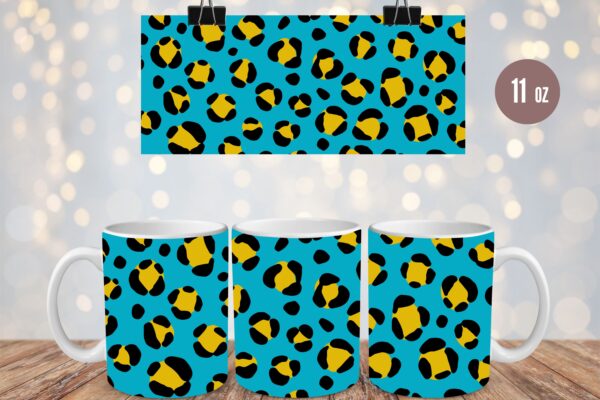 Yellow Teal Leopard Skin Tumbler & Mug Wraps