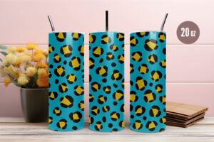 Yellow Teal Leopard Skin Tumbler & Mug Wraps